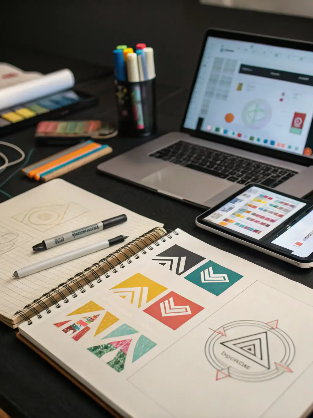 A person working on a branding project, showcasing the creative and strategic aspects of the service.
